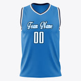 Custom Blue White Solid Color Basketball Jersey