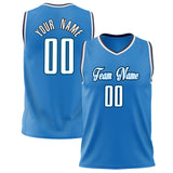 Custom Blue White Solid Color Basketball Jersey BS02240626ZX028