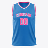 Custom Blue Pink Solid Color Basketball Jersey