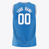 Custom Blue White Solid Color Basketball Jersey