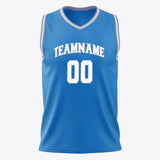 Custom Blue White Solid Color Basketball Jersey