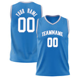 Custom Blue White Solid Color Basketball Jersey BS02240626ZX032