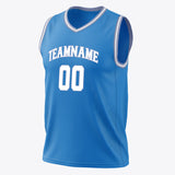 Custom Blue White Solid Color Basketball Jersey