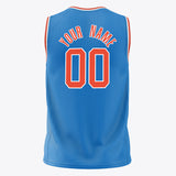 Custom Blue Orange Solid Color Basketball Jersey