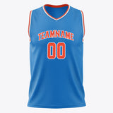 Custom Blue Orange Solid Color Basketball Jersey