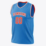 Custom Blue Orange Solid Color Basketball Jersey