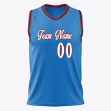 Custom Blue White Solid Color Basketball Jersey