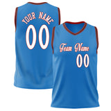 Custom Blue White Solid Color Basketball Jersey BS02240626ZX034