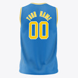 Custom Blue Gold Solid Color Basketball Jersey