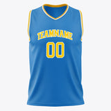 Custom Blue Gold Solid Color Basketball Jersey