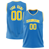 Custom Blue Gold Solid Color Basketball Jersey BS02240626ZX036