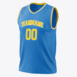 Custom Blue Gold Solid Color Basketball Jersey