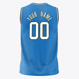 Custom Blue White Solid Color Basketball Jersey