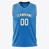 Custom Blue White Solid Color Basketball Jersey