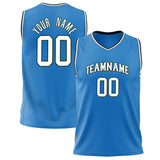 Custom Blue White Solid Color Basketball Jersey BS02240626ZX037