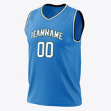 Custom Blue White Solid Color Basketball Jersey