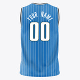 Custom Blue White Pinstripe Basketball Jersey