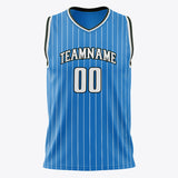 Custom Blue White Pinstripe Basketball Jersey