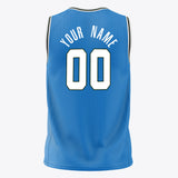 Custom Blue White Solid Color Basketball Jersey