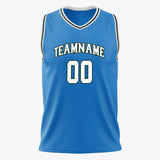 Custom Blue White Solid Color Basketball Jersey