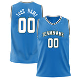 Custom Blue White Solid Color Basketball Jersey BS02240626ZX039