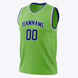 Custom Neon-Green Royal Solid Color Basketball Jersey