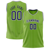 Custom Neon-Green Black Pinstripe Basketball Jersey