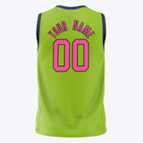 Custom Neon-Green Pink Solid Color Basketball Jersey