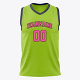 Custom Neon-Green Pink Solid Color Basketball Jersey