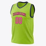 Custom Neon-Green Pink Solid Color Basketball Jersey