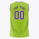 Custom Neon-Green Purple Solid Color Basketball Jersey