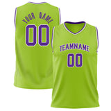 Custom Neon-Green Purple Solid Color Basketball Jersey