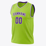 Custom Neon-Green Purple Solid Color Basketball Jersey