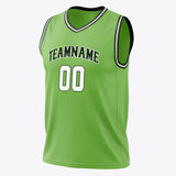 Custom Neon-Green White Solid Color Basketball Jersey