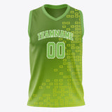 Custom Neon-Green White Solid Color Basketball Jersey