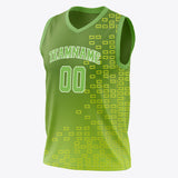 Custom Neon-Green White Solid Color Basketball Jersey