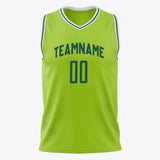 Custom Neon-Green Kelly Green Solid Color Basketball Jersey