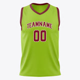 Custom Neon-Green Red Solid Color Basketball Jersey