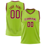 Custom Neon-Green Red Solid Color Basketball Jersey