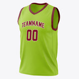 Custom Neon-Green Red Solid Color Basketball Jersey