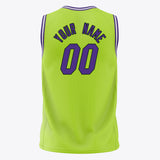 Custom Neon-Green Purple Solid Color Basketball Jersey