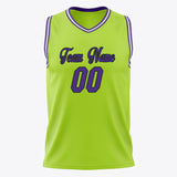 Custom Neon-Green Purple Solid Color Basketball Jersey