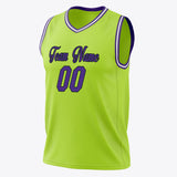 Custom Neon-Green Purple Solid Color Basketball Jersey