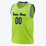 Custom Neon-Green Royal Solid Color Basketball Jersey