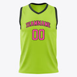 Custom Neon-Green Pink Solid Color Basketball Jersey