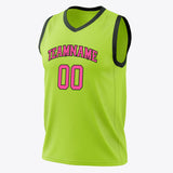 Custom Neon-Green Pink Solid Color Basketball Jersey