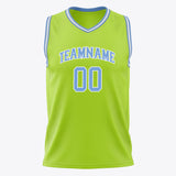 Custom Neon-Green Light Blue Solid Color Basketball Jersey