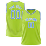 Custom Neon-Green Light Blue Solid Color Basketball Jersey