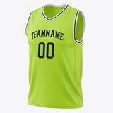 Custom Neon-Green Black Solid Color Basketball Jersey