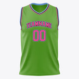 Custom Neon-Green Pink Solid Color Basketball Jersey